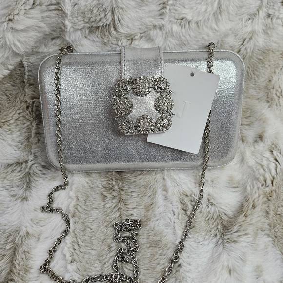 Jil Sander Silver Glitter Clutch - Picture 1 of 4